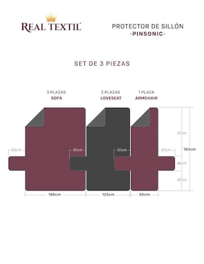 Funda sofá antideslizante 3 piezas Real Textil