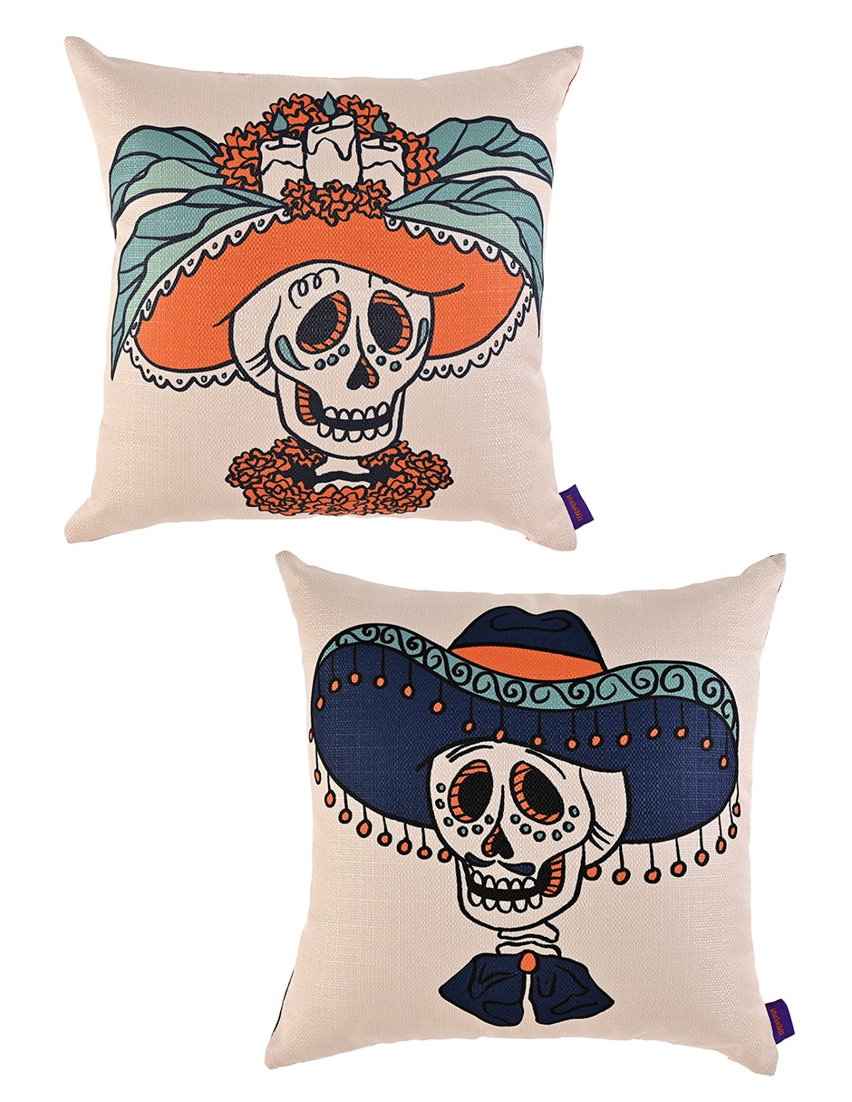 Set funda cojín día de muertos Set funda cojín día de muertos